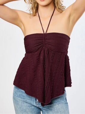Urban outfitters Smocked Halter top - Burgundy size small